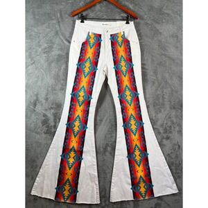 Ranch Dressin Jeans Womens 6 30x34 High Rise Super Flare Aztec Print Western